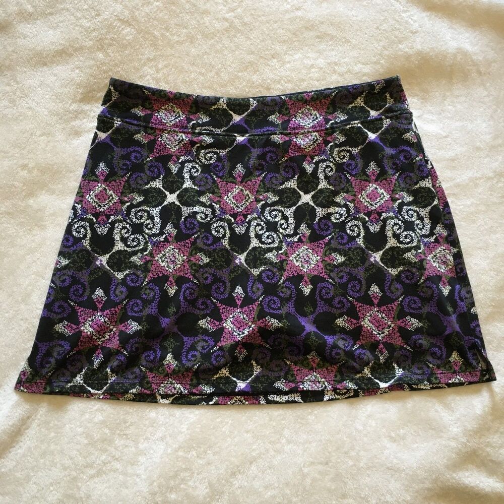 Tranquility Womens Skort Skirt Size S Purple Pink White Black Geometric Floral